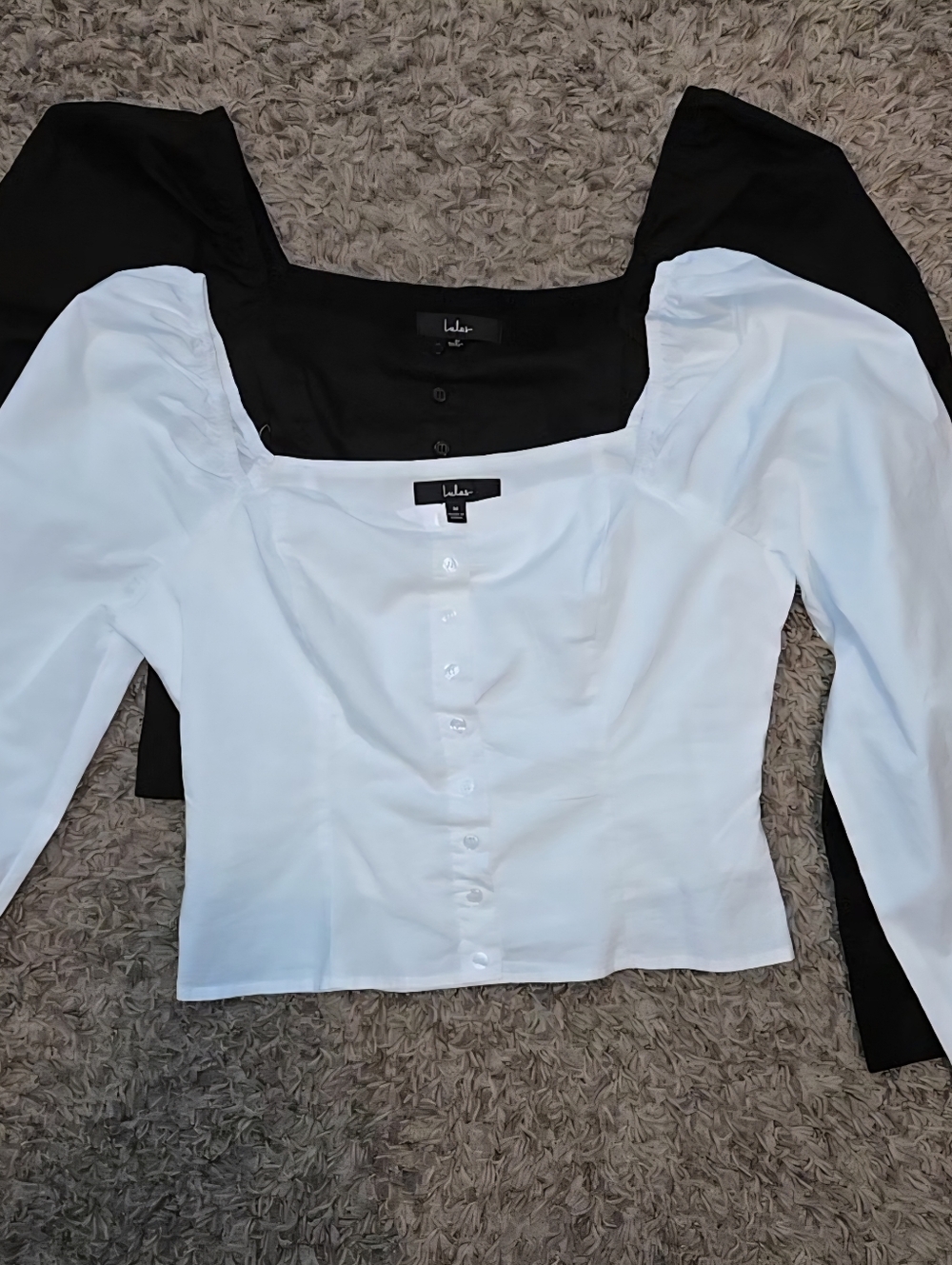 NWOT TWO Lulus White & Black Button-front Long Sleeve Tops -  MED